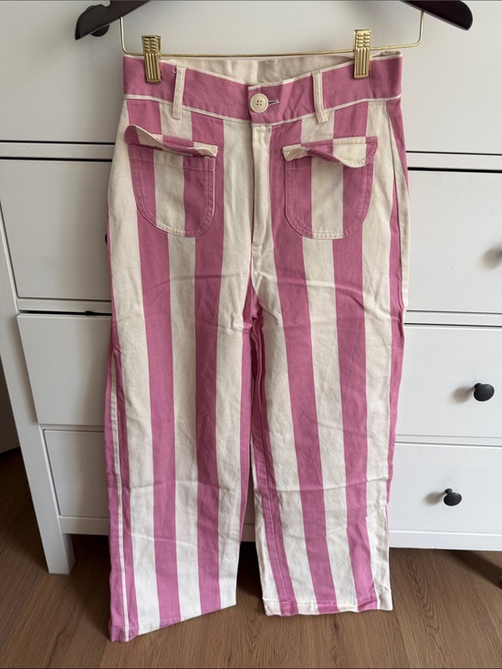 La Veste Pants - La Veste Striped Pink & Cream High-Waist Wide-Leg Pants